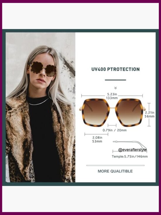 Oversized Hexagon Sunglasses with UV400 Protection Gradient Lens main image 6